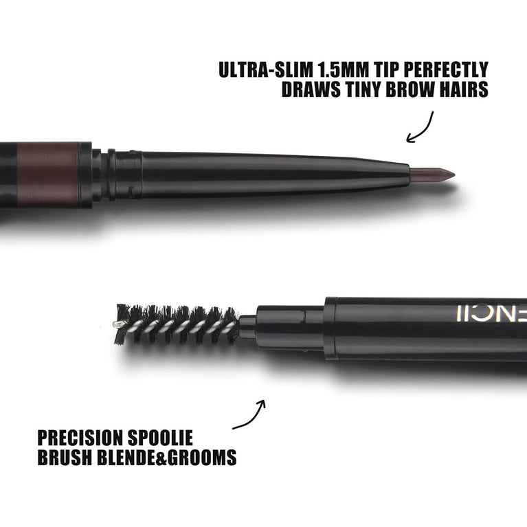 PHOERA Precision Eyebrow Pencil with Dual-End Brush - Long Lasting, Ultra-Slim Brow Pen for Natural Look (104#Dark Brunette)
