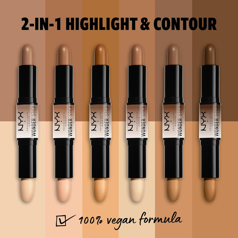 NYX Wonder Stick: Dual-Ended Highlight and Contour Makeup Stick, Medium Shade