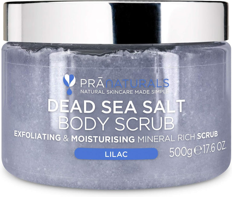 PraNaturals Dead Sea Salt & Lilac Body Scrub 500G – Hydrating & Moisturising, For soft & nourished skin, Delicate floral fragrance, Rich in natural oils & minerals, No Parabens, Vegan & Cruelty Free