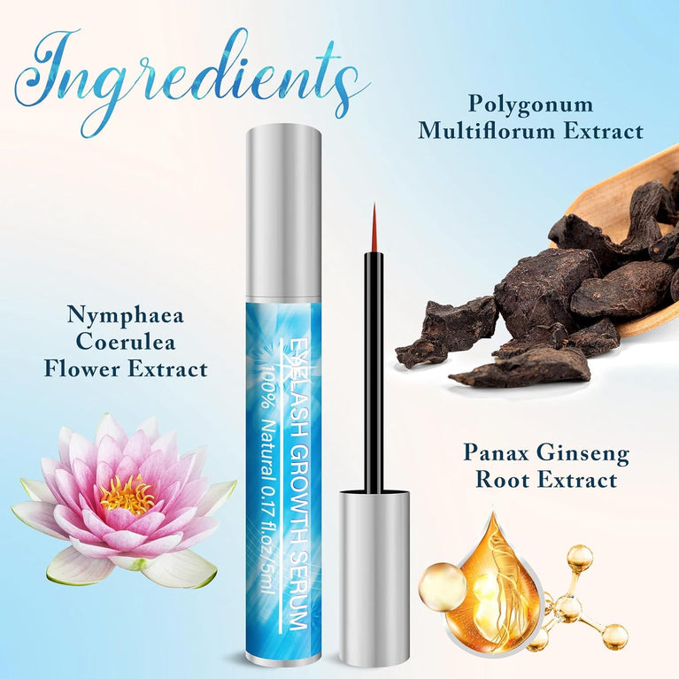 Ultra-Potent 5ML Eyelash and Eyebrow Growth Serum - Natural Enhancer for Longer, Fuller, and Stronger Lashes & Brows