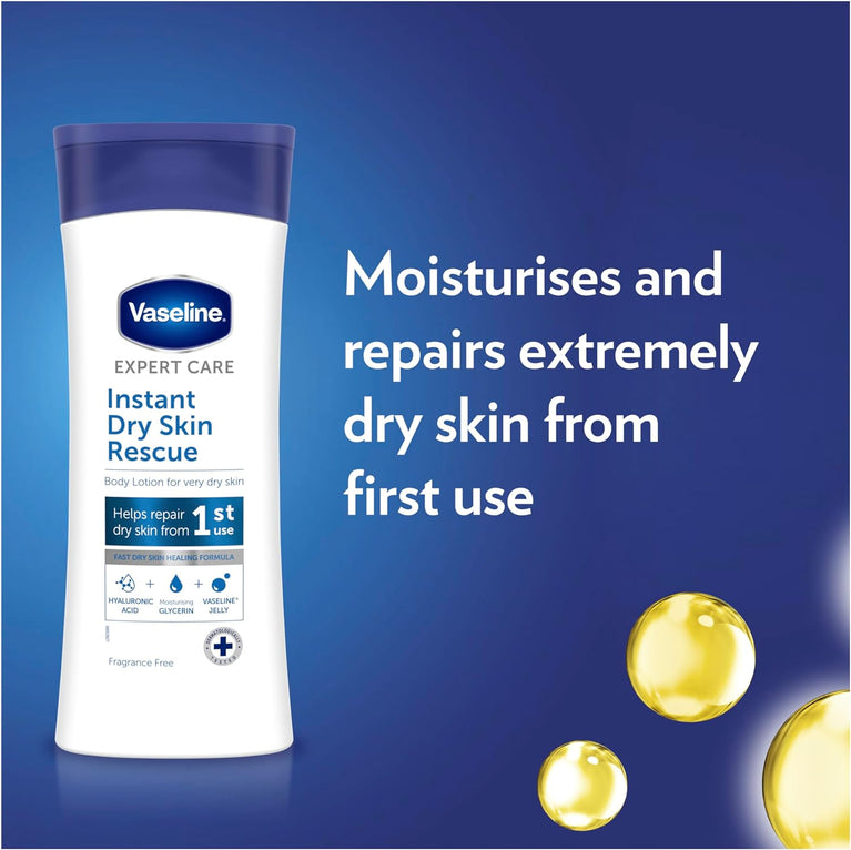 Vaseline Expert Care Instant Dry Skin Rescue Body Lotion - Hydrating Moisturizer for Very Dry Skin (400 ml)