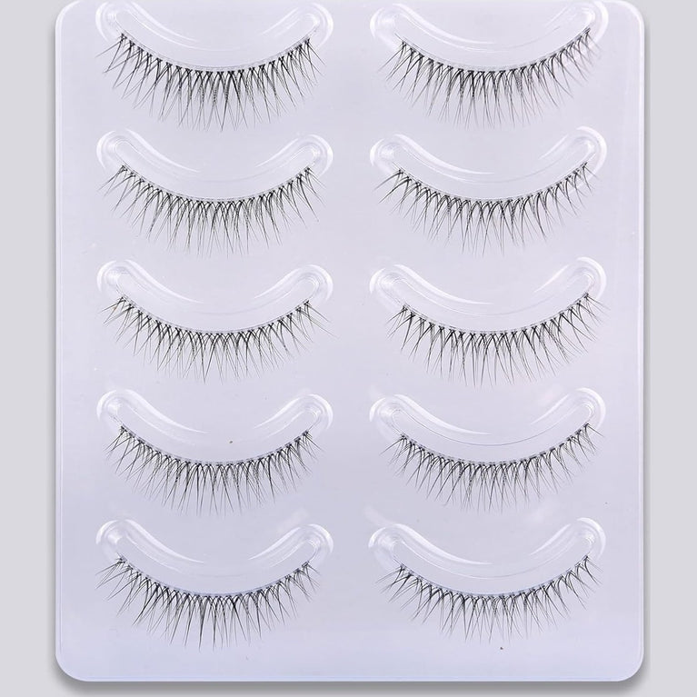 GMAGICTOBO Handcrafted False Eyelashes Pack with Clear Band, Short Natural Faux Mink Lashes - Cruelty Free and Vegan, 5 Pairs Multipack