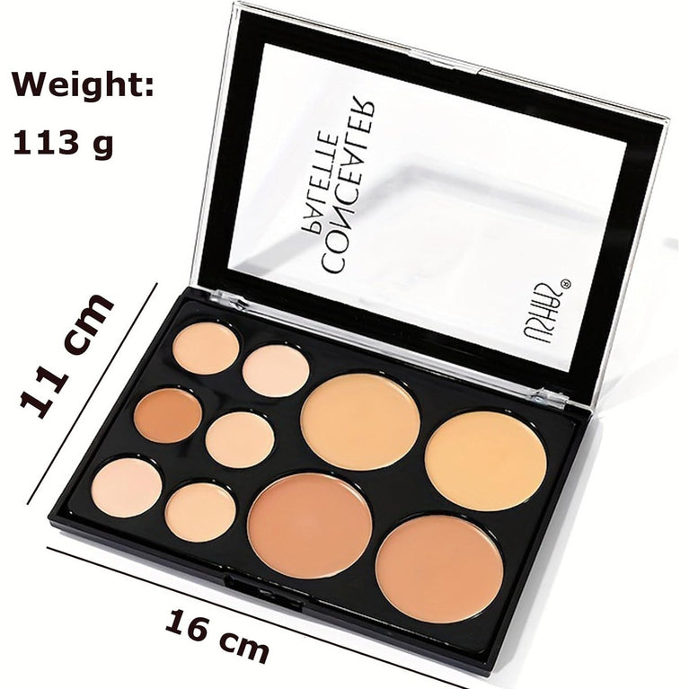 24-Hour Longwear Professional Concealer Palette with 10 Versatile Shades for Flawless Skin Coverage