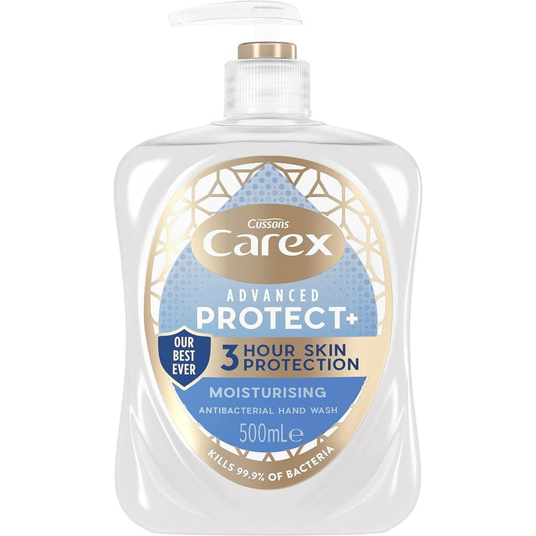 Carex Advanced Care Moisturizing Antibacterial Hand Wash, 3x More Moisturizers, Clean & Protect Hands, Bulk Pack of 6 x 500ml Bottles