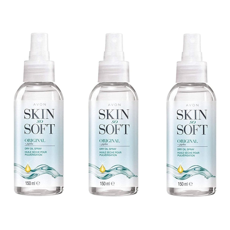 Avon Skin So Soft Original Dry Oil Body Spray with Jojoba 150 ml, Pack of 3