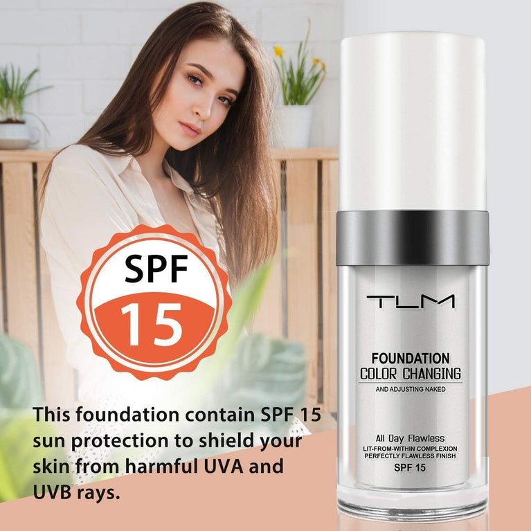 TLM Adaptive Skin Tone Liquid Foundation, Moisturizing and SPF 15 Protective, 30ML, Cruelty-Free