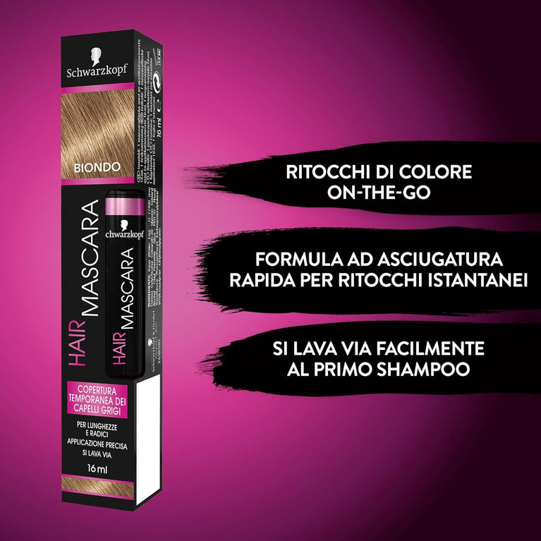 Schwarzkopf Hair Mascara, Temporary Hair Mascara, Temporary Gray Hair Cover, Blonde Color, 15 ml, 16 ml, 1