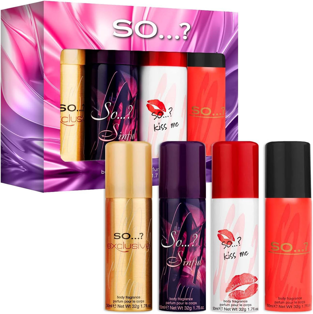 So…? Iconic Women's Mini Galore Body Mist Body Spray Fragrance Gift Set 4 x 50ml