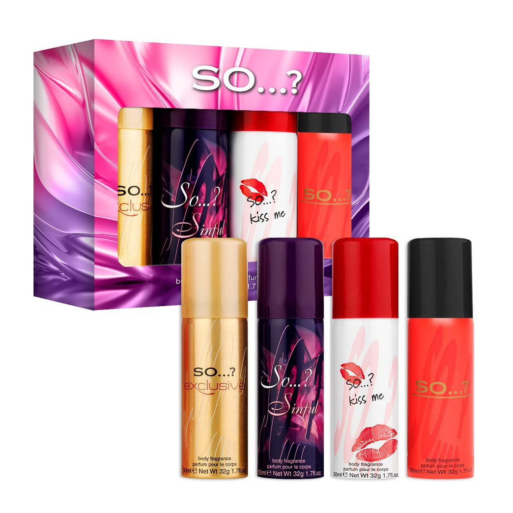 So…? Iconic Women's Mini Galore Body Mist Body Spray Fragrance Gift Set 4 x 50ml