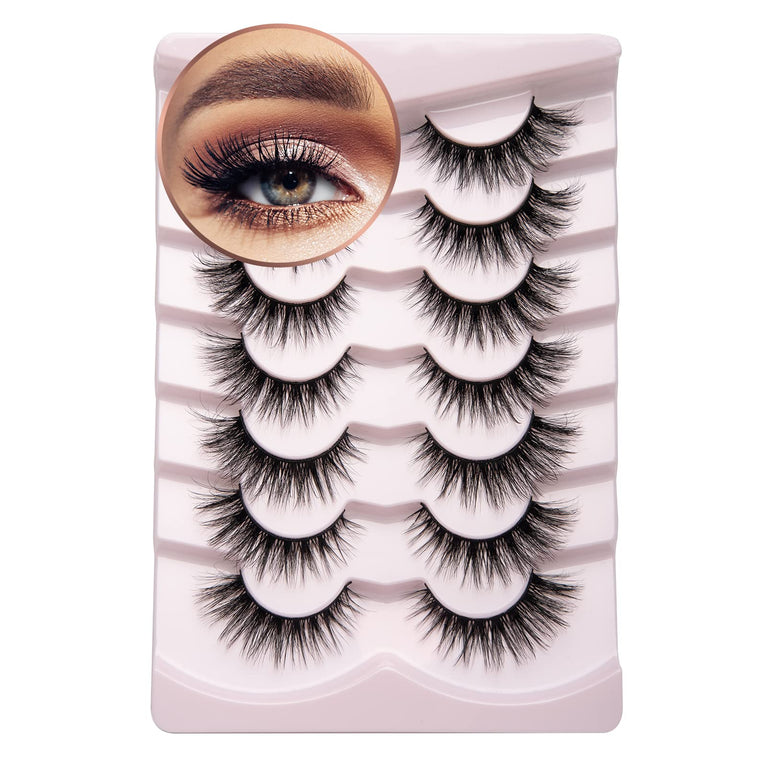 Onlyall Premium Synthetic Wispy False Eyelashes, Double-Stacked Flare & Natural Mink Style, Soft & Lightweight with Durable Reusability - A04 16MM