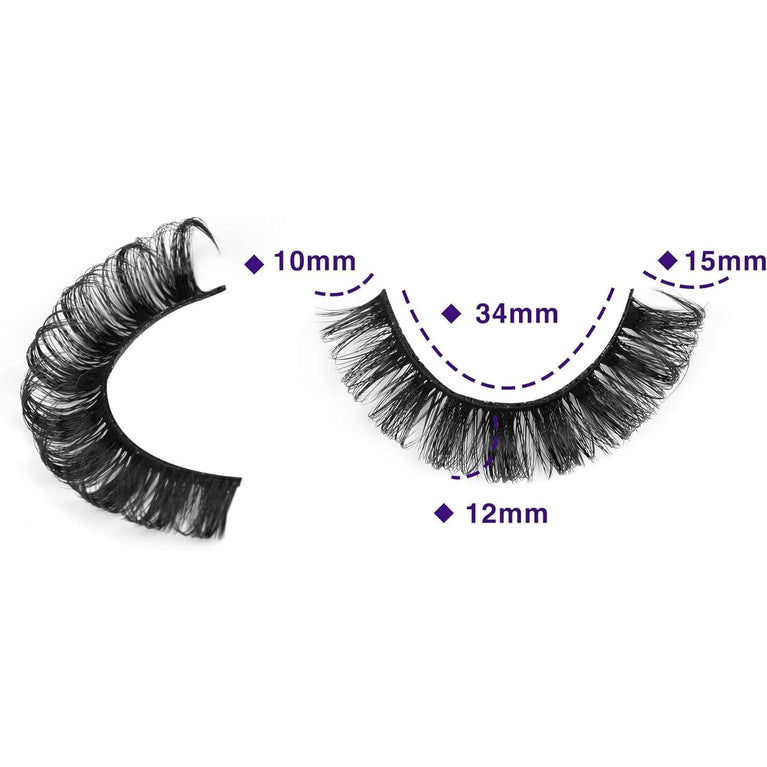 Wiwoseo Russian Strip D-Curly Eyelashes - Natural, Wispy, Fluffy 3D Hybrid Faux Eyelashes, 10 Pair Pack - Mimics Extensions, Handmade with 100% Cruelty-Free Mink, Cotton Band for Comfortable Wear