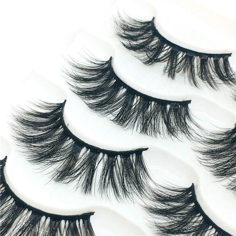 3D Vivid and Shiny Fake Eyelashes Pack - 5 Pairs, Handcrafted False Lashes, Thick Cluster Design, Natural and Soft Reusable Long Lashes for Makeup