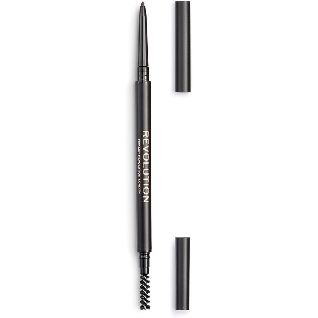 Revolution Beauty Vegan Brow Pencil, Dual-sided with Fine Tip and Spoolie Brush, Medium Brown, 9g