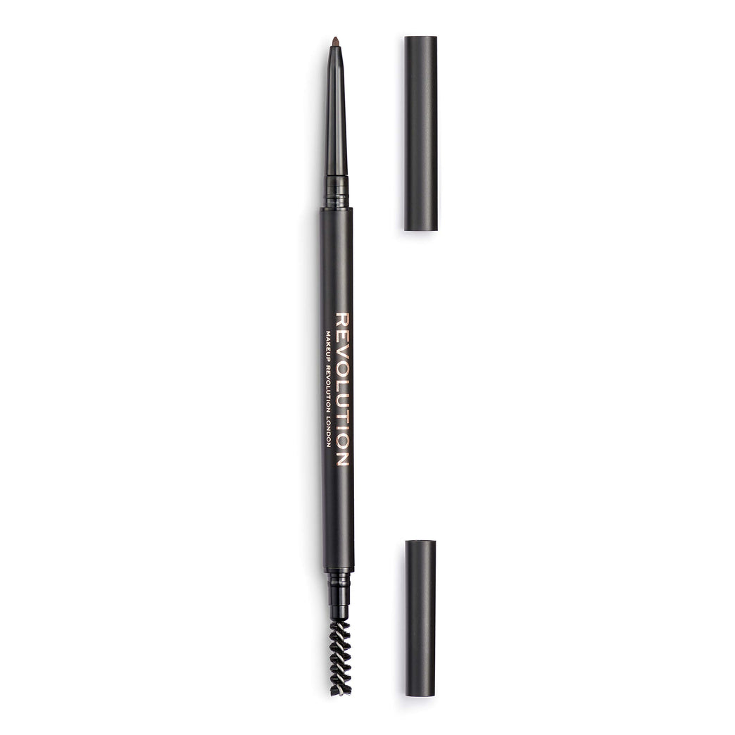 Revolution Beauty Vegan Brow Pencil, Dual-sided with Fine Tip and Spoolie Brush, Medium Brown, 9g