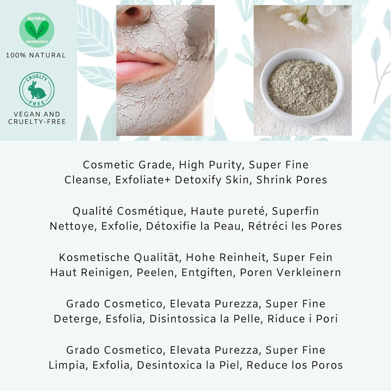 Verdebleu - Calcium Bentonite - Cosmetic Grade Clay Powder for Skin Detox and Pore Cleansing - 454g