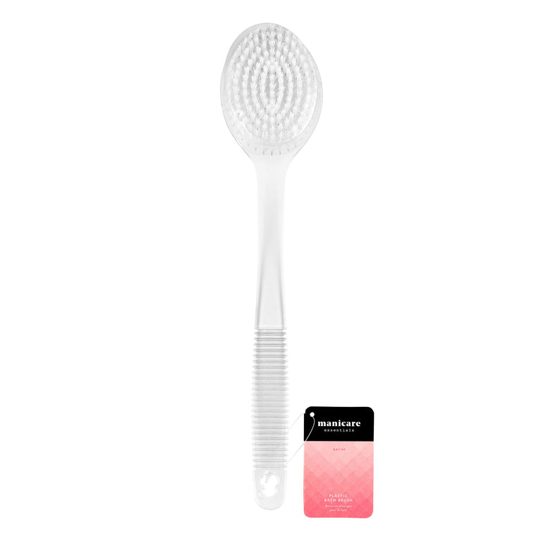 White Long Handled Spa Shower Brush for Exfoliating and Massage
