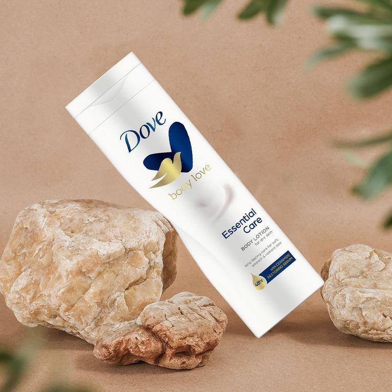 Dove Essential Nourishment Body Lotion for Dry Skin - Pack of 2 (250ml each)