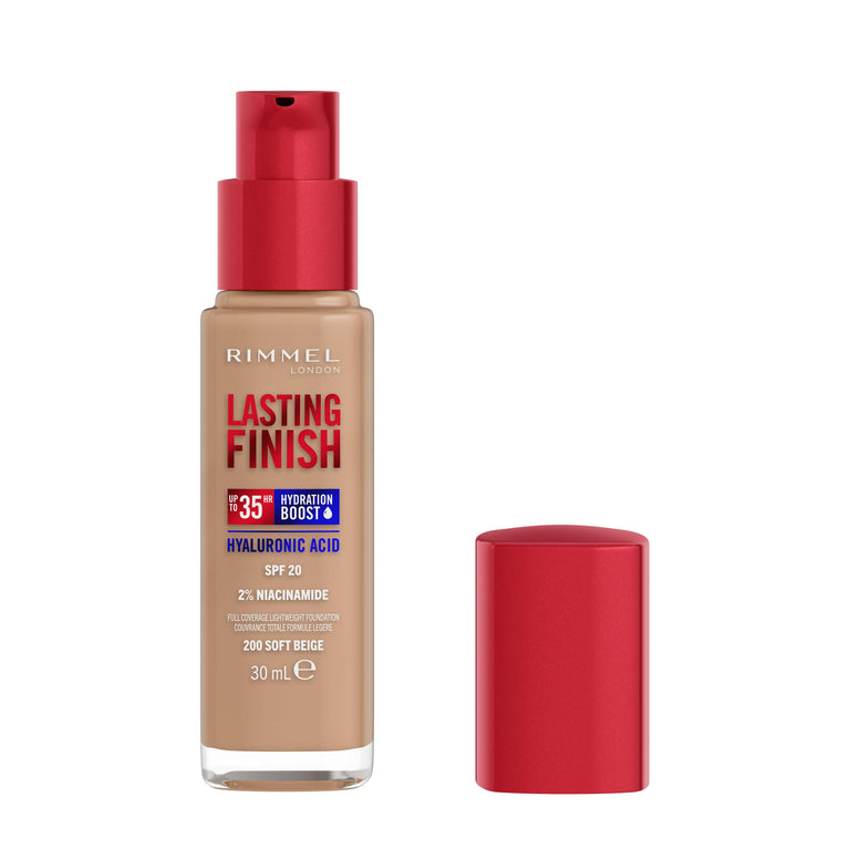 Rimmel 35-Hour Hydrating Foundation with SPF20 - Soft Beige 200 for Full Coverage and Long-Lasting Wear