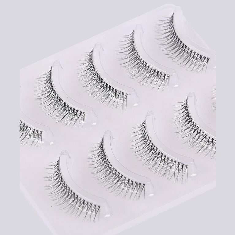 GMAGICTOBO Handcrafted False Eyelashes Pack with Clear Band, Short Natural Faux Mink Lashes - Cruelty Free and Vegan, 5 Pairs Multipack