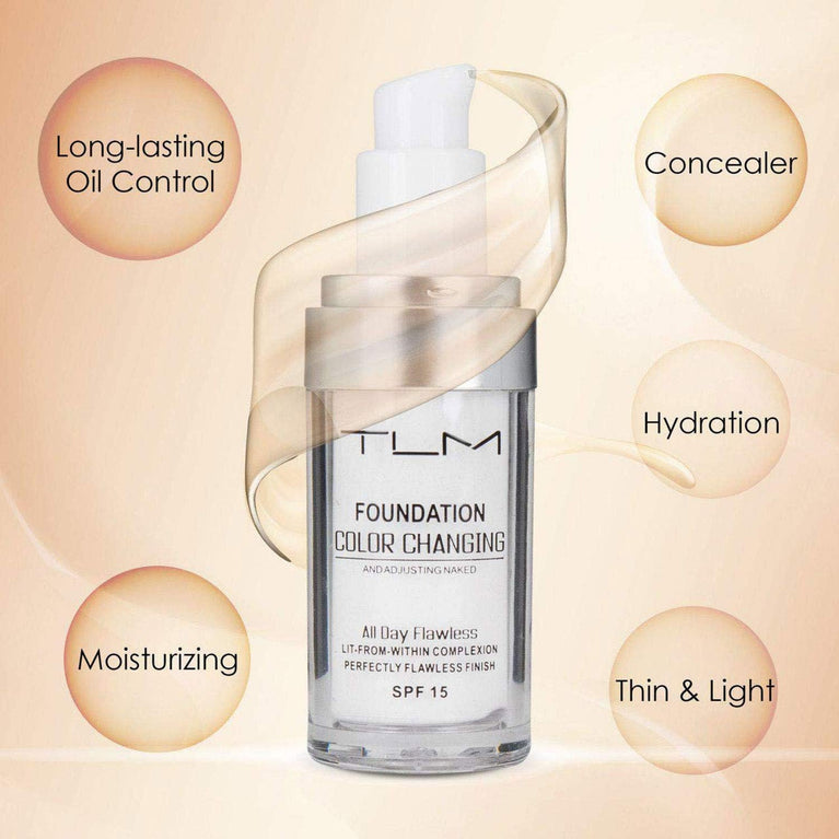 TLM Adaptive Skin Tone Liquid Foundation, Moisturizing and SPF 15 Protective, 30ML, Cruelty-Free