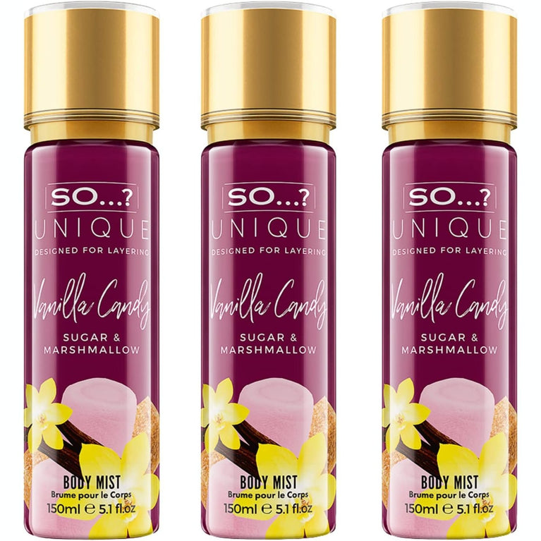 So…? Unique Womens Vanilla Candy Vegan Body Mist Fragrance Spray 150ml (Pack of 3)