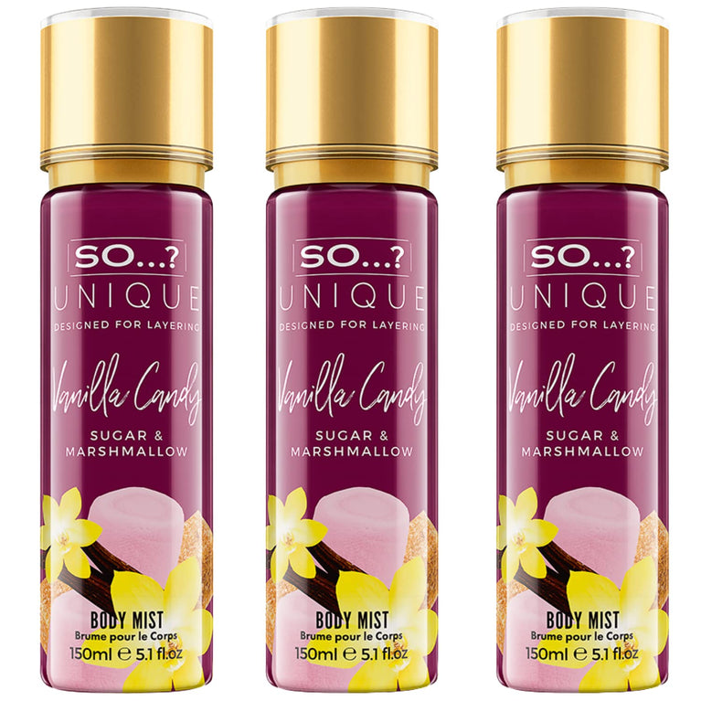 So…? Unique Womens Vanilla Candy Vegan Body Mist Fragrance Spray 150ml (Pack of 3)