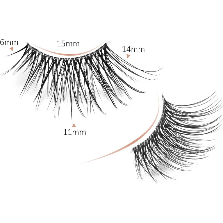 Onlyall Premium 3D Faux Mink Half Lashes - Natural Look Wispy Lashes with Clear Band, Pack of 7 Pairs for Subtle Lift and Glam Look, C02