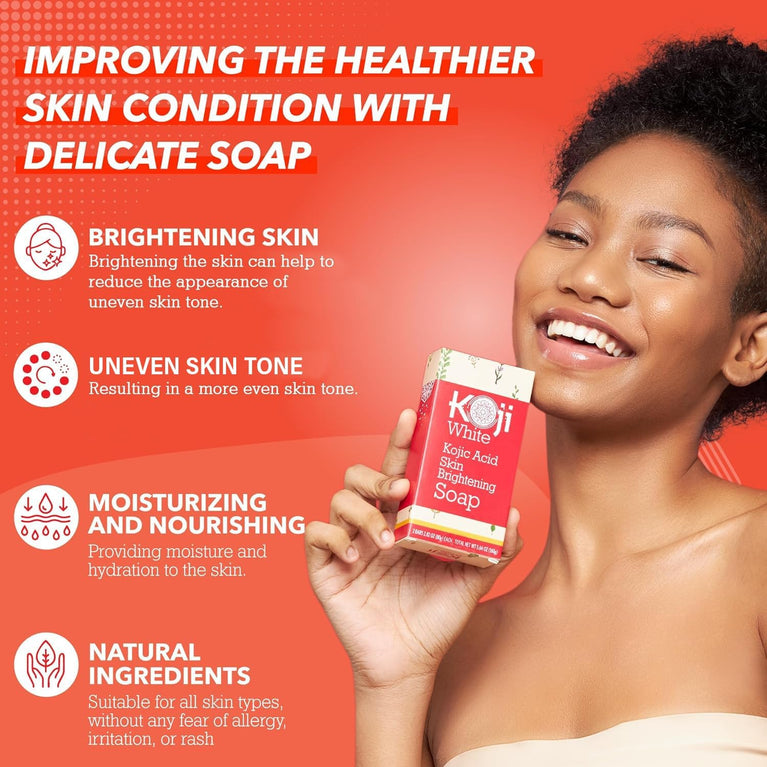 Radiant Glow Kojic Acid Skin Brightening Soap for Face and Body - 2.82 oz (2 Bars)