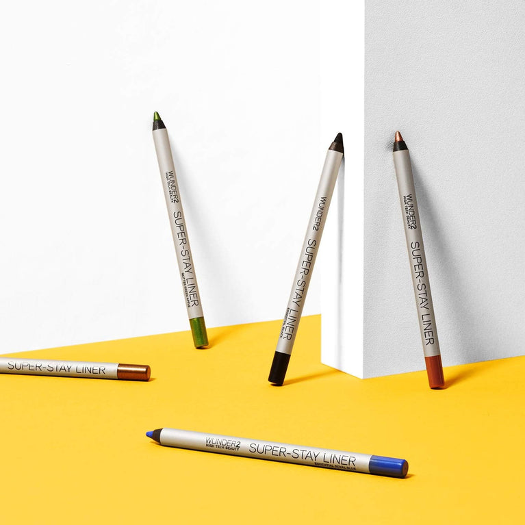 WUNDER2 Essential Black Eyeliner - High-Pigment, Easy-Glide, & Waterproof Pencil Liner with 24-Hour Wear in Essential, Metallic, & Glitter Finishes