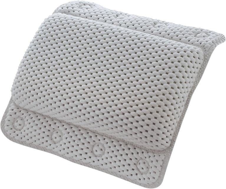 Luxurious Soft White Bath Pillow with 8 Slip-Resistant Suction Cups