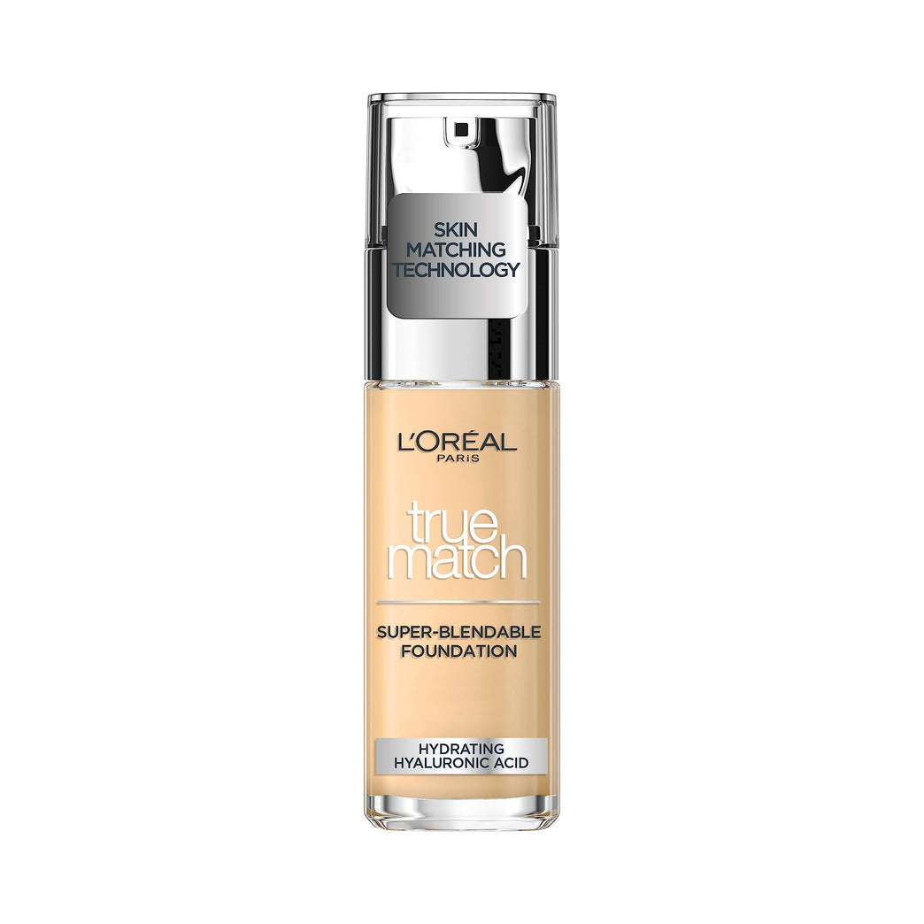 L'Oreal Paris True Match Hydrating Foundation with SPF 17 and Hyaluronic Acid - 1N Ivory, 30ml