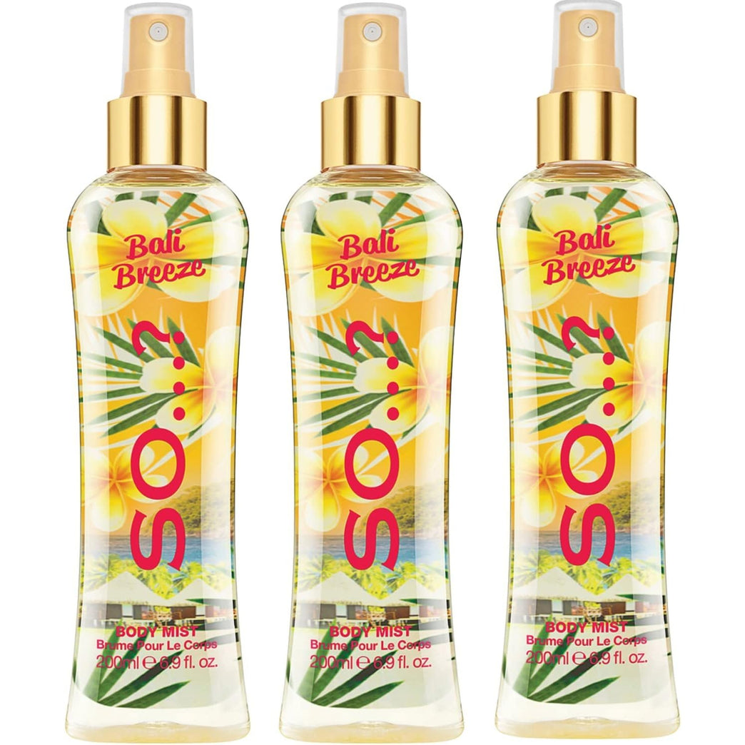 Bali Breeze Body Mist Fragrance Spray - Pack of 3, 200ml Each