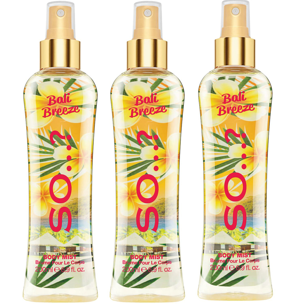 Bali Breeze Body Mist Fragrance Spray - Pack of 3, 200ml Each