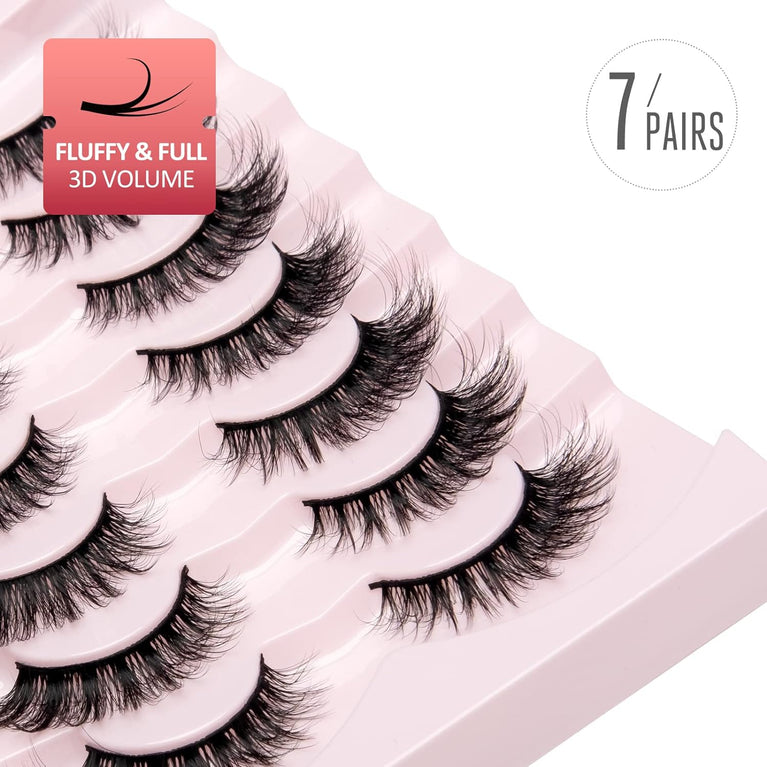 Onlyall Premium Synthetic Wispy False Eyelashes, Double-Stacked Flare & Natural Mink Style, Soft & Lightweight with Durable Reusability - A04 16MM