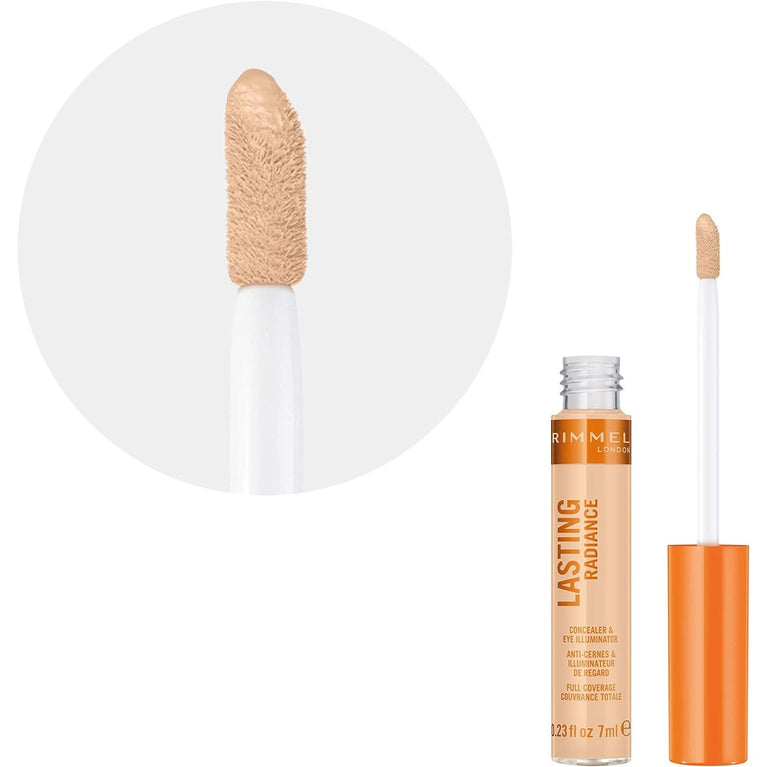 Rimmel Radiant Glow Concealer and Eye Brightener - Full Coverage in 10 Ivory, 7ml