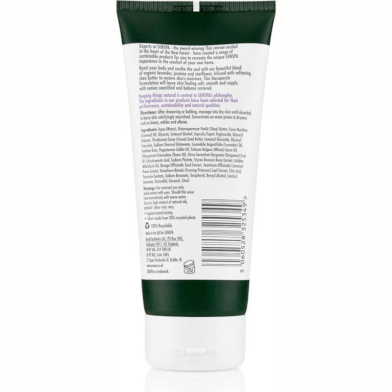 SenSpa Lavender Body Cream - Vegan Moisturizing Lotion, 200ml