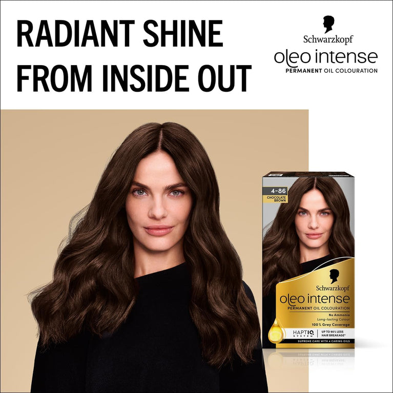 Schwarzkopf Oleo Intense Permanent Oil Colour Hair Dye, 100% Grey Coverage - Choose from 15 Shades