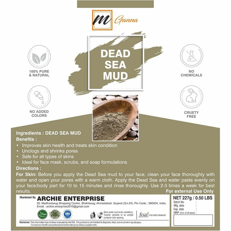 mGanna 100% Natural Dead Sea Mud/Clay Powder for Anti-Ageing & Skin Firming