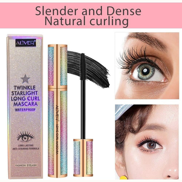 Waterproof 4D Silk Fiber Eyelash Mascara - Extra Volumizing, Long-Lasting, Hypoallergenic, Clump-Free, Natural & Smudge-Proof Black Mascara for Lengthened, Thickened Lashes