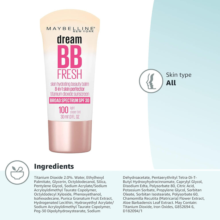 MAYBELLINE 8-in-1 Dream Fresh BB Cream - Light 100 with SPF 30