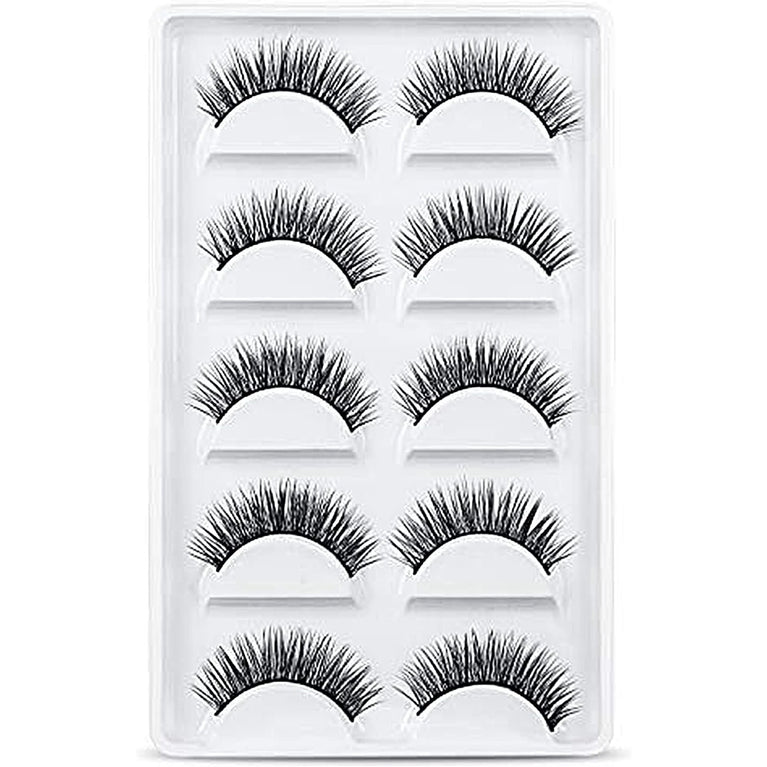 URAQT Deluxe Handcrafted Faux Mink Eyelashes, 5 Pair Pack, 3D Natural Look, Lightweight and Adjustable, Reusable Eye Makeup Extension Set