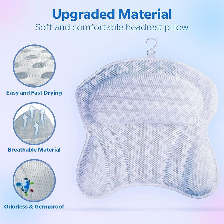 Ultimate Comfort Bath Pillow with 4D Air Mesh Headrest