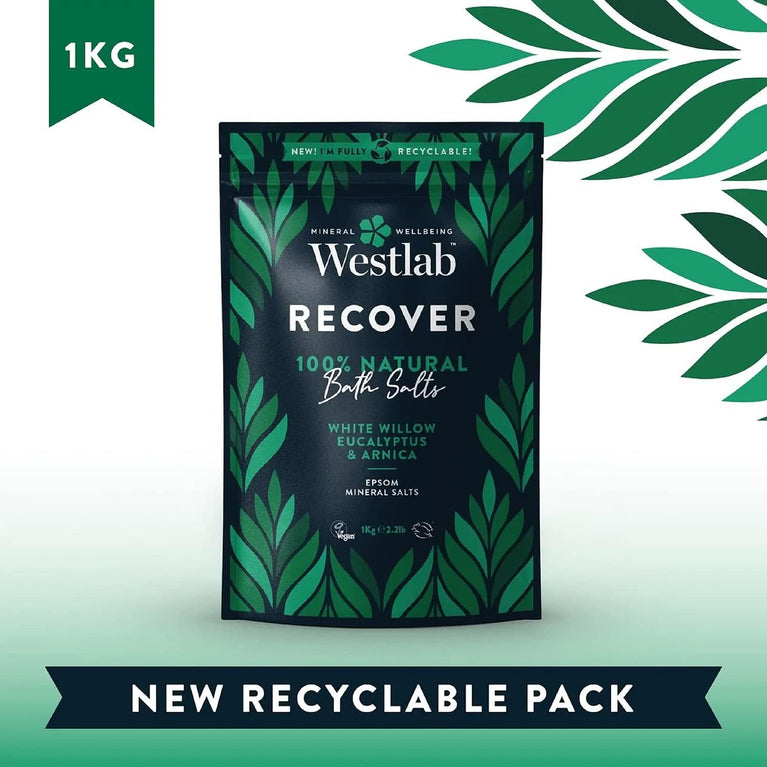 Westlab Recover Epsom Salts Infused with White Willow & Eucalyptus - 1.36kg Resealable Pouch