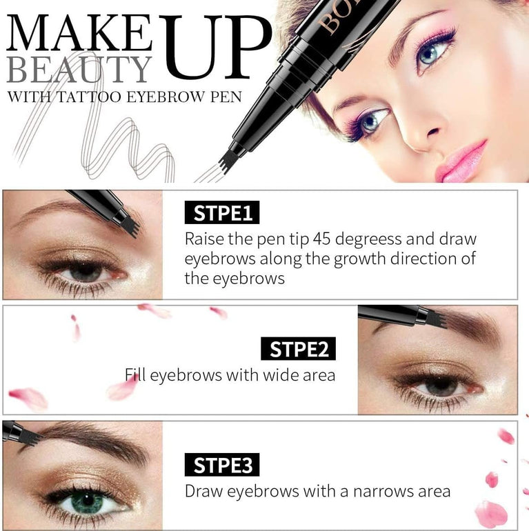 Long-lasting Waterproof and Smudgeproof Fork-Tipped Eyebrow Pencil for Naturally Defined and Full Eyebrows - Dark Brown