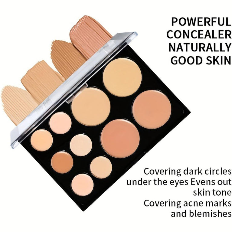 24-Hour Longwear Professional Concealer Palette with 10 Versatile Shades for Flawless Skin Coverage