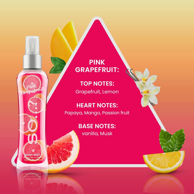 So…? Women's Pink Grapefruit Body Mist - Long-Lasting Fragrance Spray