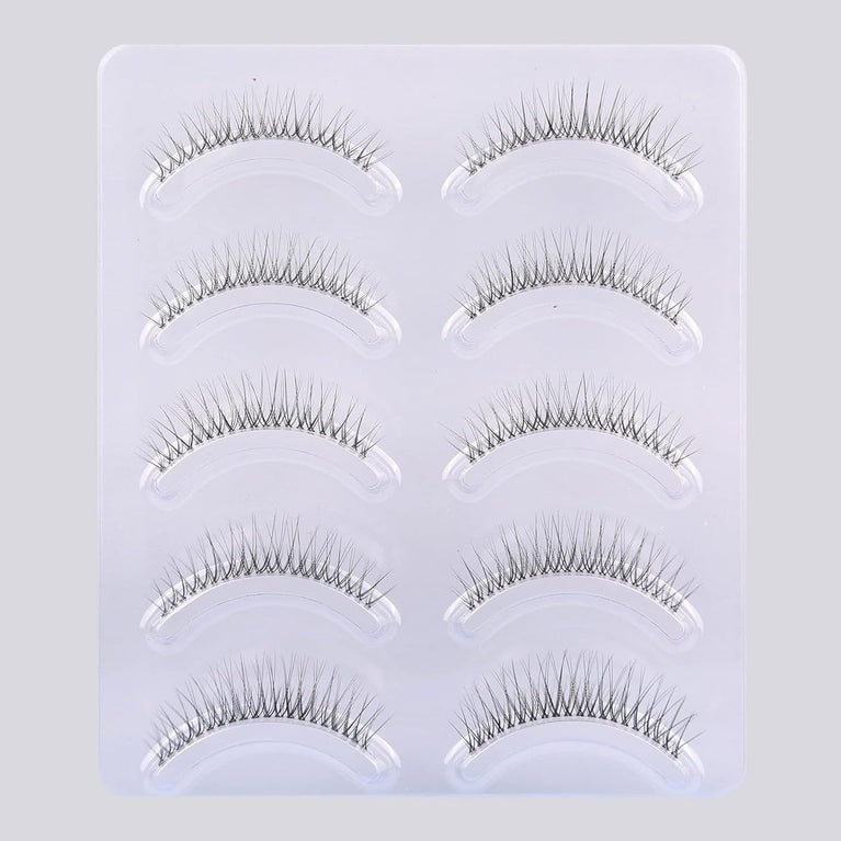 GMAGICTOBO Handcrafted False Eyelashes Pack with Clear Band, Short Natural Faux Mink Lashes - Cruelty Free and Vegan, 5 Pairs Multipack