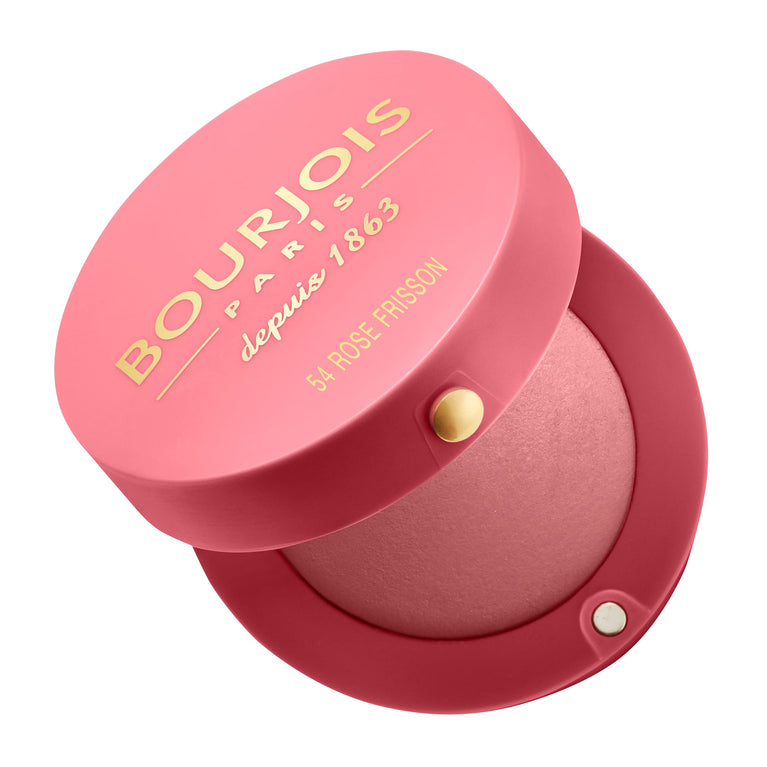 Bourjois 54 Rose Frisson Natural Glow Powder Blush 2.5g - Breakage-Resistant with Baked Technology Formula and Sensual Rose Scent