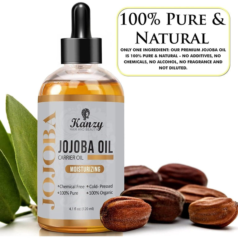 Kanzy Organic Cold Pressed Jojoba Oil - 100% Pure and Unrefined