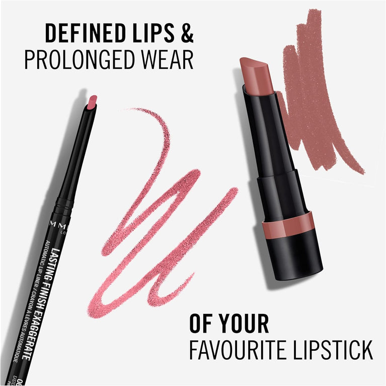 Rimmel London Eastend Pink Lip Liners with Long-Lasting Finish, Vitamin-Enriched, 4g